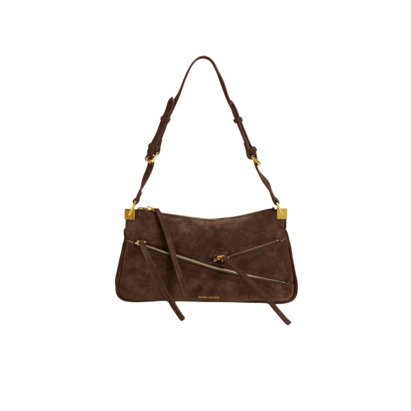 Manu Atelier Three Zipped Baguette Deep Brown Suede luxury Bags from  Luxury Handbags Marketplace