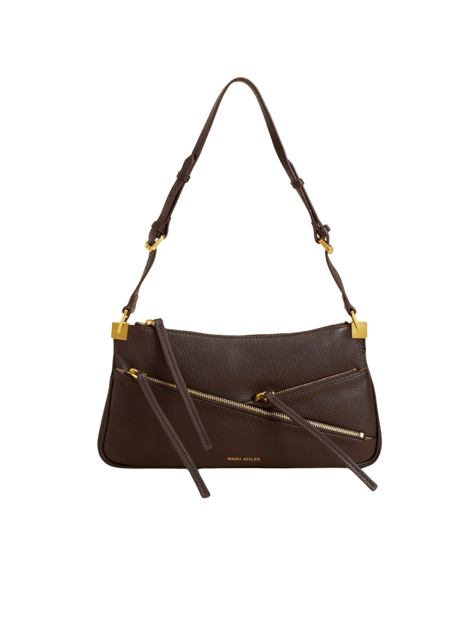 Manu Atelier Three Zipped Baguette Deep Brown luxury Bags from  Luxury Handbags Marketplace
