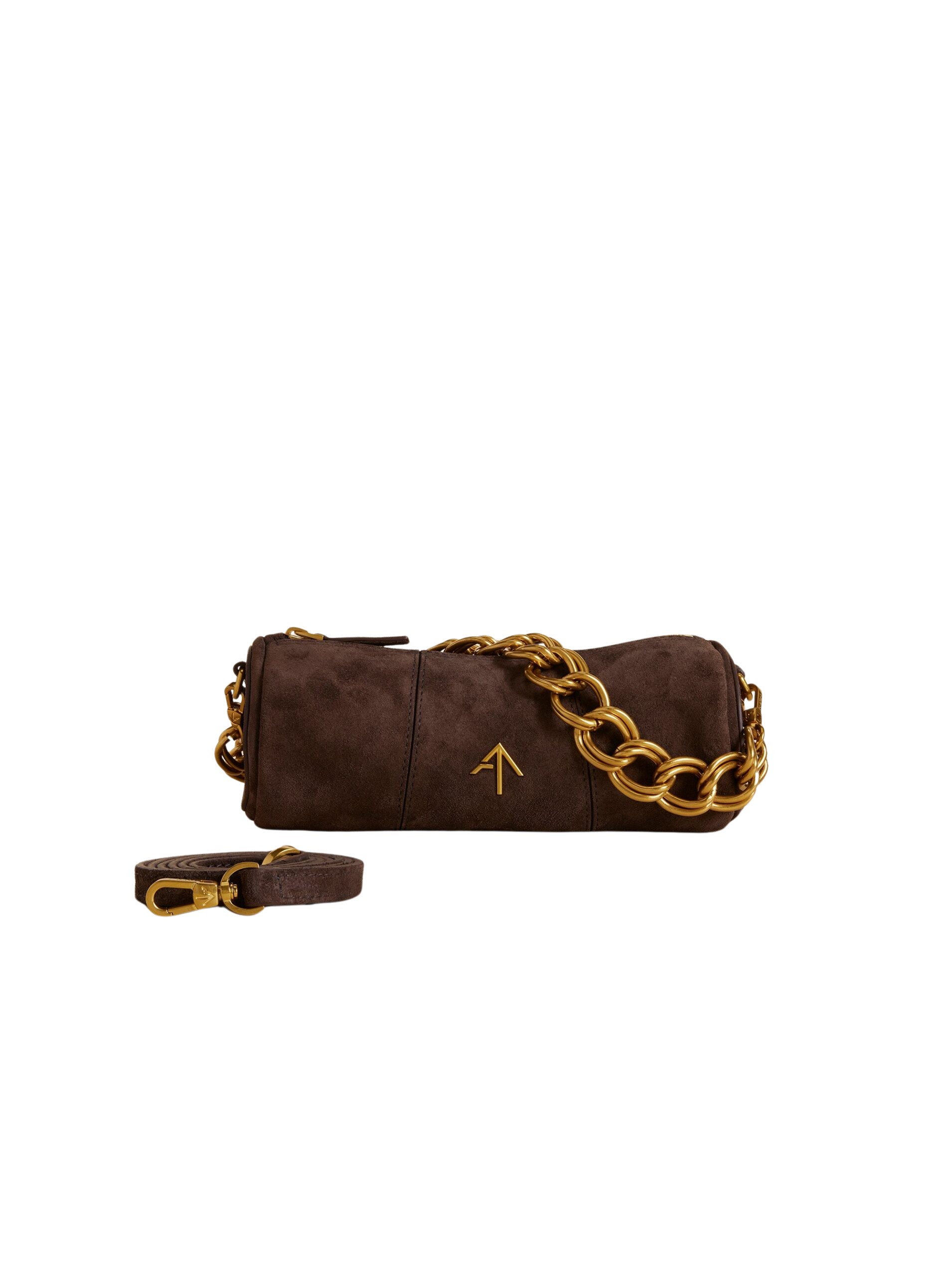 Manu Atelier XX Mini Cylinder Deep Brown Suede luxury Bags from  Luxury Handbags Marketplace