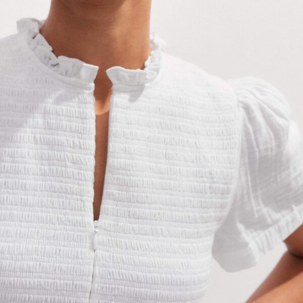 Me and Em Cheesecloth Shirred Zip Top, view 3