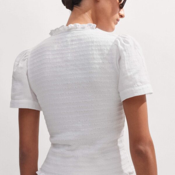 Me and Em Cheesecloth Shirred Zip Top, view 5