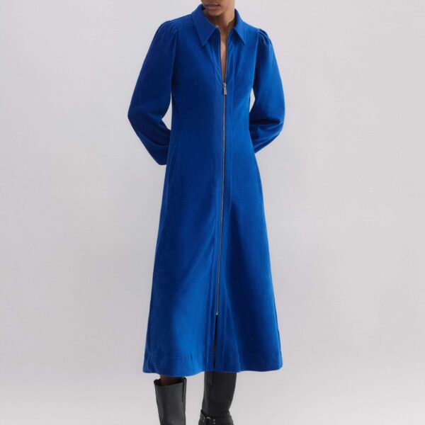 Me and Em Cord Velour + Ponte Midi Shirt Dress, view 2