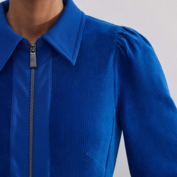 Me and Em Cord Velour + Ponte Midi Shirt Dress, view 3