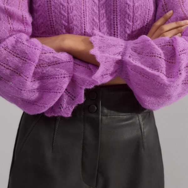 Me and Em Lace Stitch Blouson Sleeve Sweater, view 3