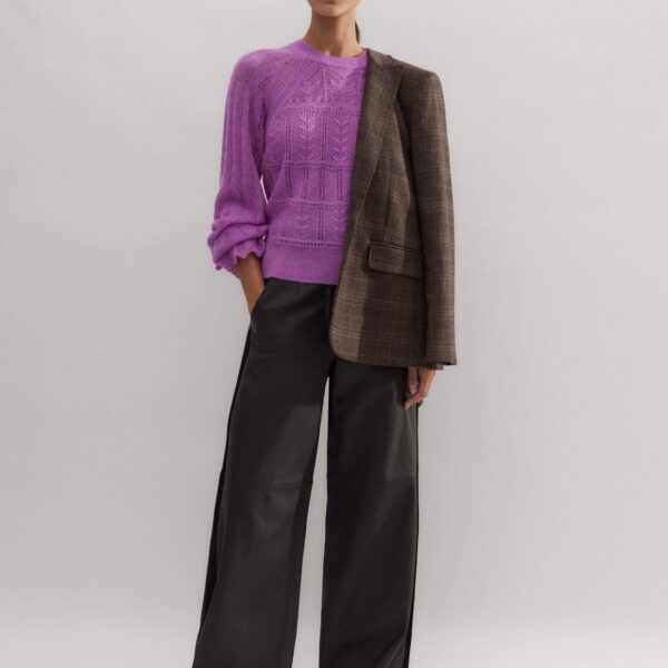 Me and Em Lace Stitch Blouson Sleeve Sweater, view 4