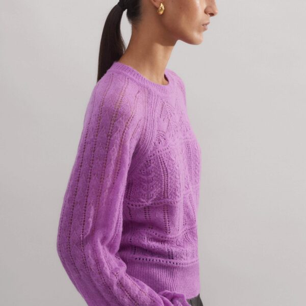 Me and Em Lace Stitch Blouson Sleeve Sweater, view 6