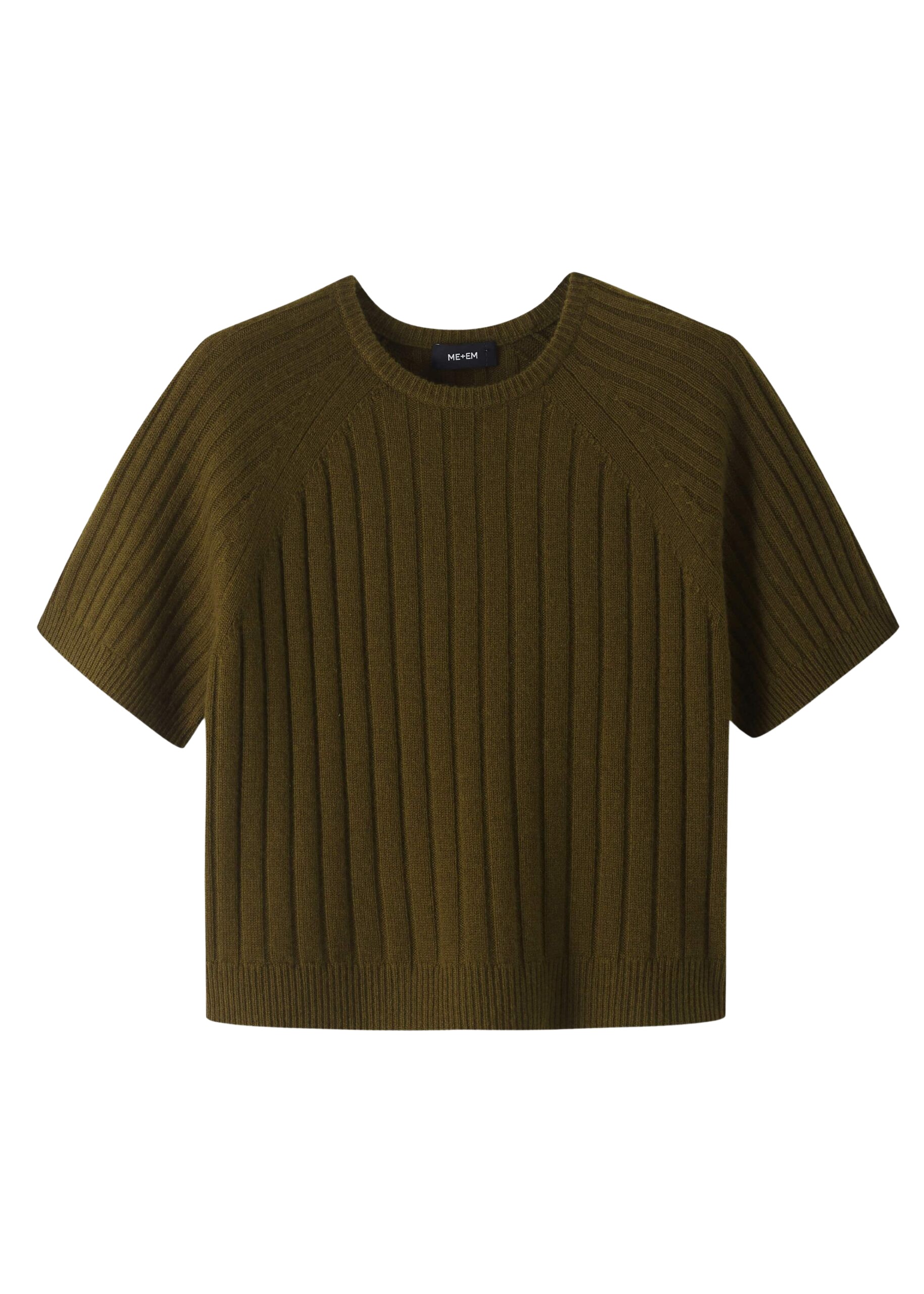 Me and Em Merino Cashmere Crop Rib Tee Knit