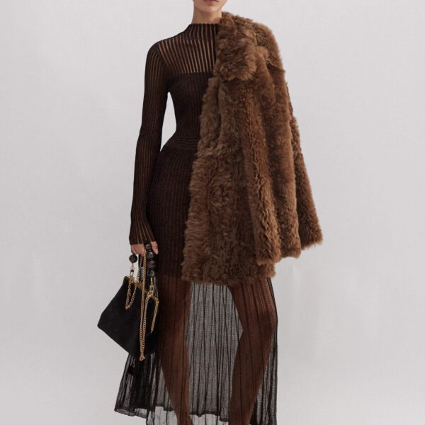 Me and Em Metallic Pointelle Knit Maxi Dress, view 6