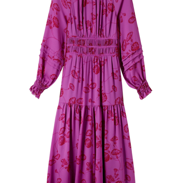 Me and Em Silk Delicate Winter Floral Print Maxi Dress