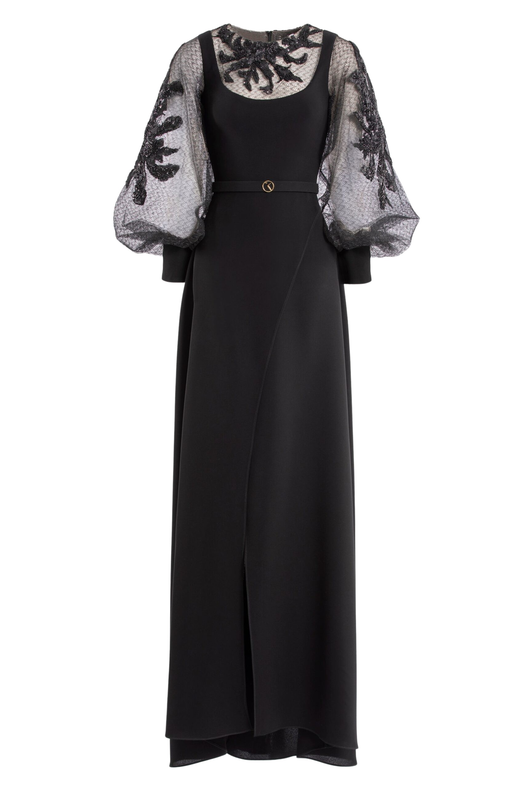 Saiid Kobeisy Crepe dress with envelope skirt and a beaded top and sleeves