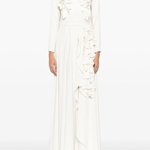 Saiid Kobeisy Crepe kaftan with 3D laser Cut embroidery, view 2