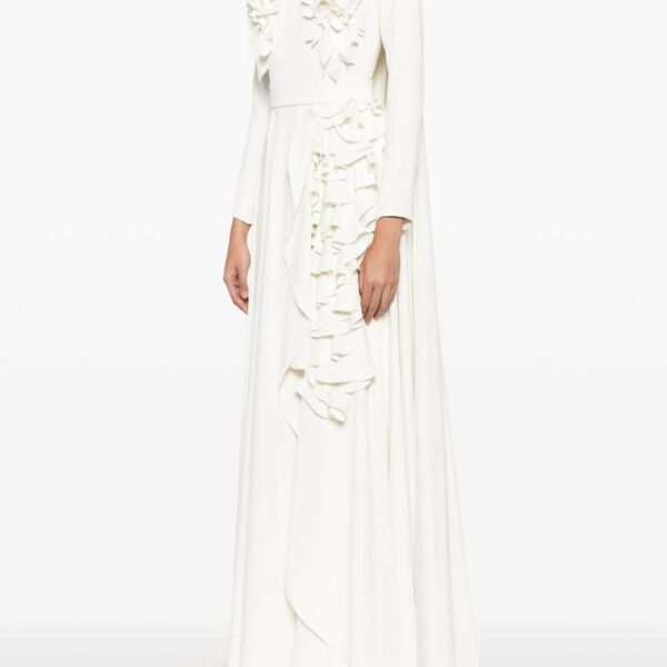 Saiid Kobeisy Crepe kaftan with 3D laser Cut embroidery, view 4