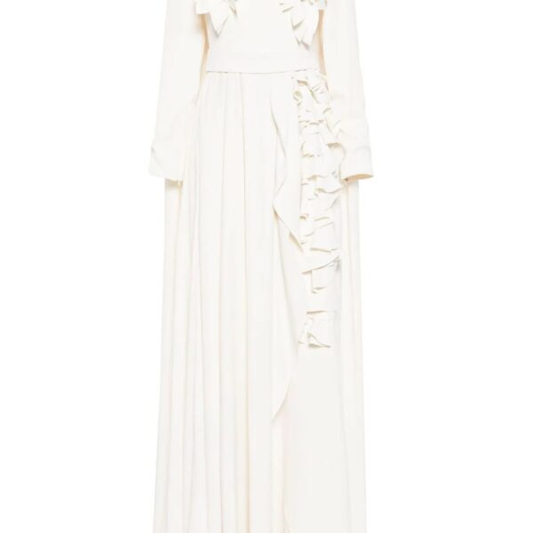 Saiid Kobeisy Crepe kaftan with 3D laser Cut embroidery