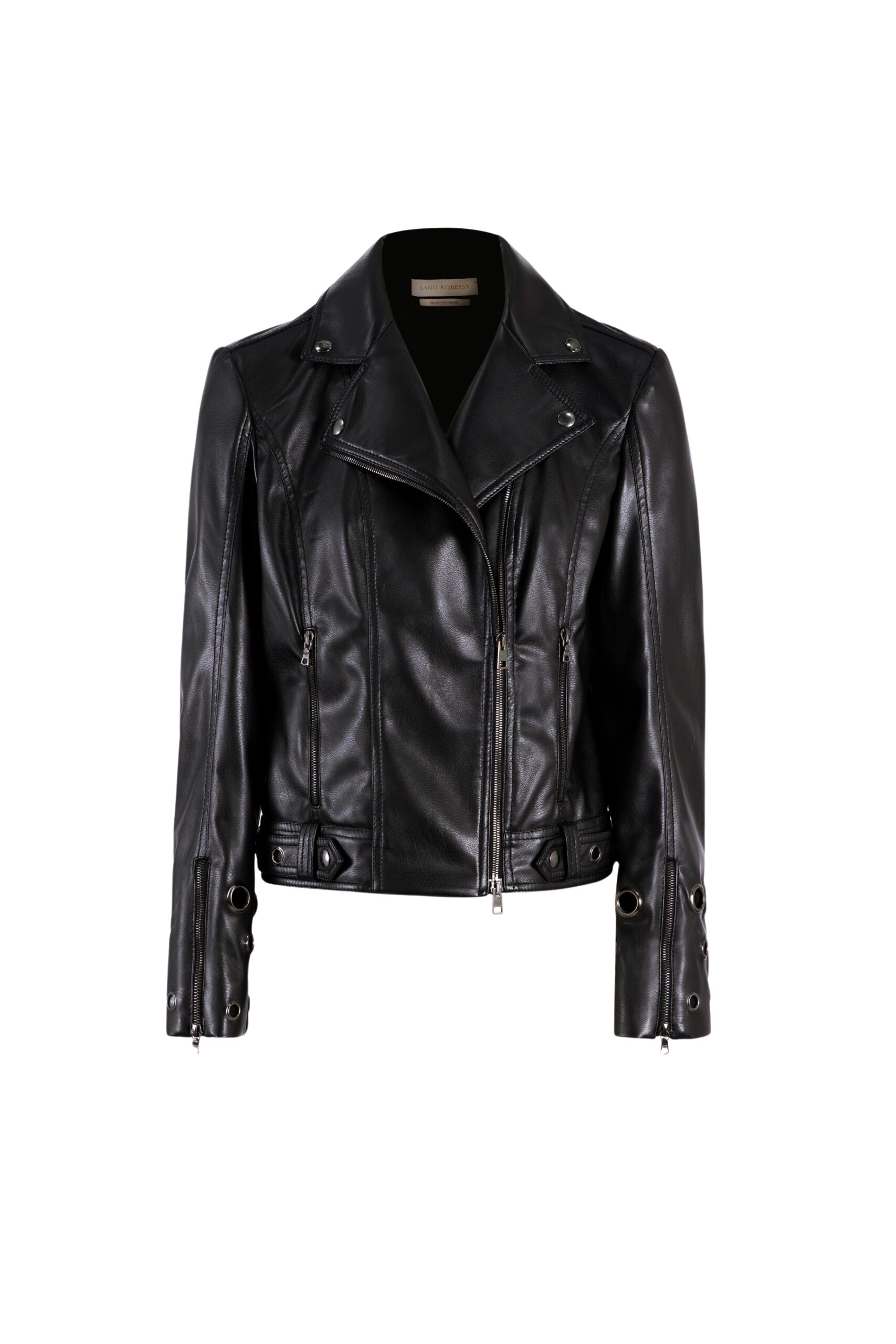 Saiid Kobeisy Metal ring leather jacket