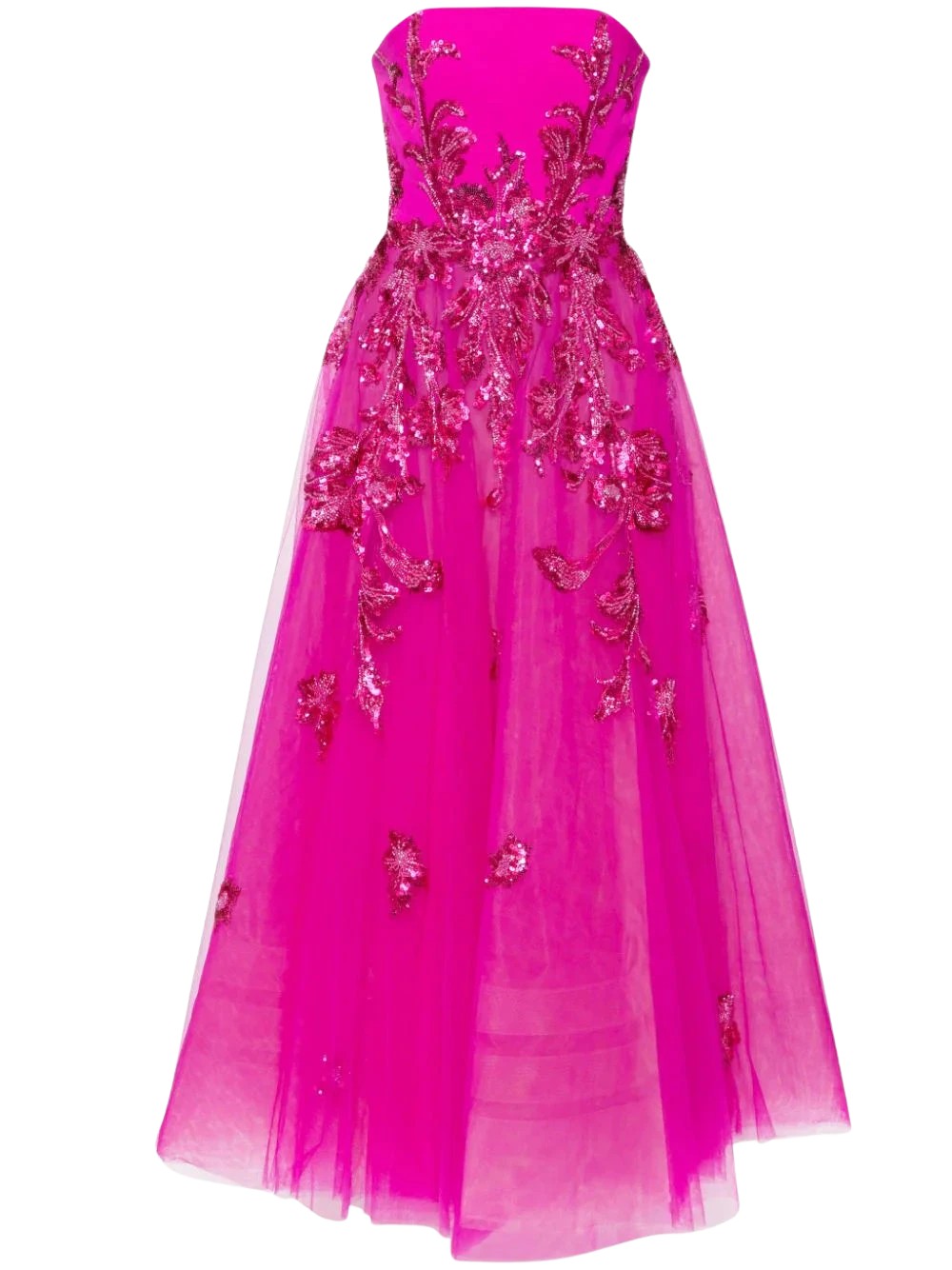 Saiid Kobeisy Tulle beaded dress with a crepe strapless top