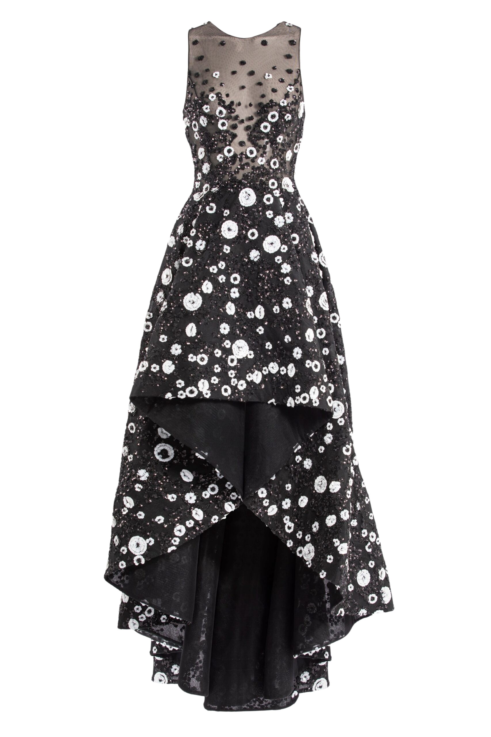 Saiid Kobeisy Tulle, high-low dress with dotted beading