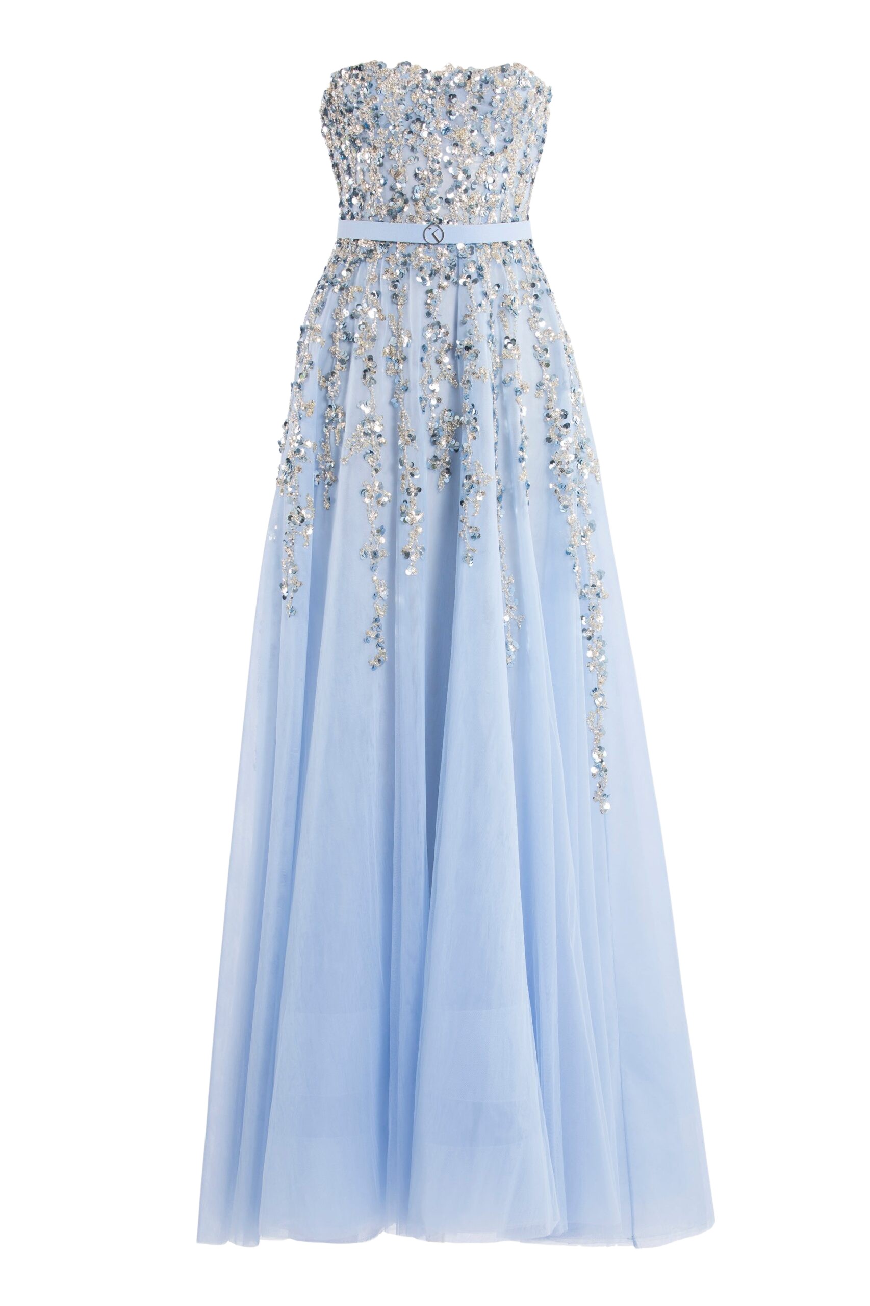 Saiid Kobeisy Tulle stapless dress with a dotted beading