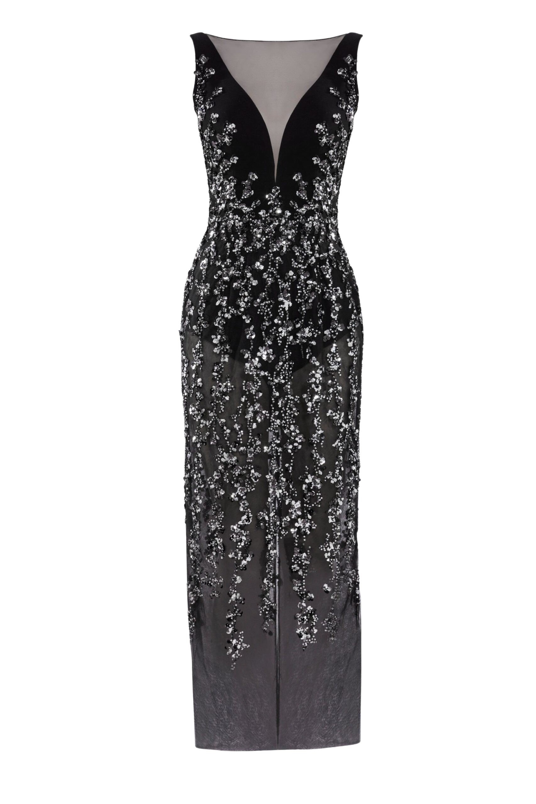 Saiid Kobeisy Tulle, straight fit dress with sequin beading