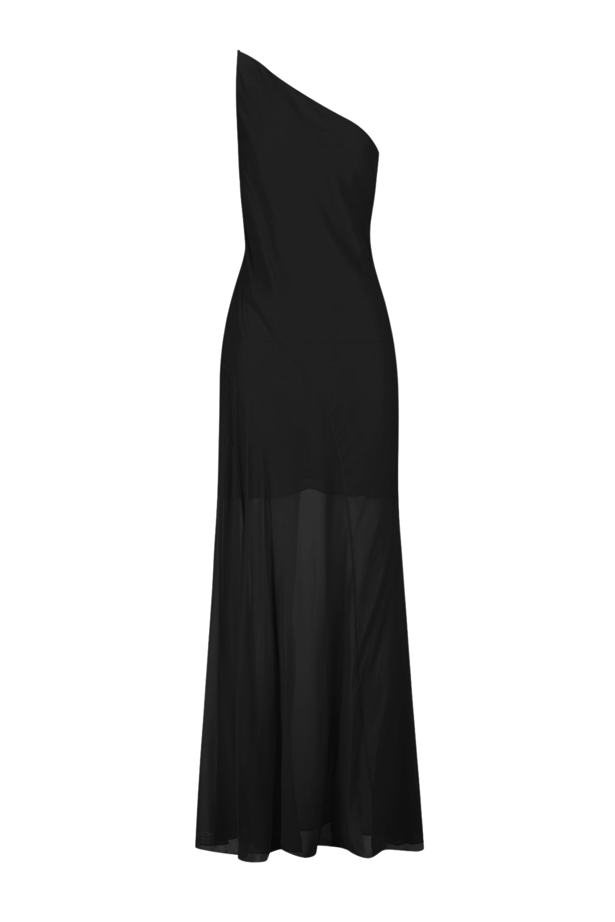 Shona Joy Amina One Shoulder Panelled Maxi Dress – Black