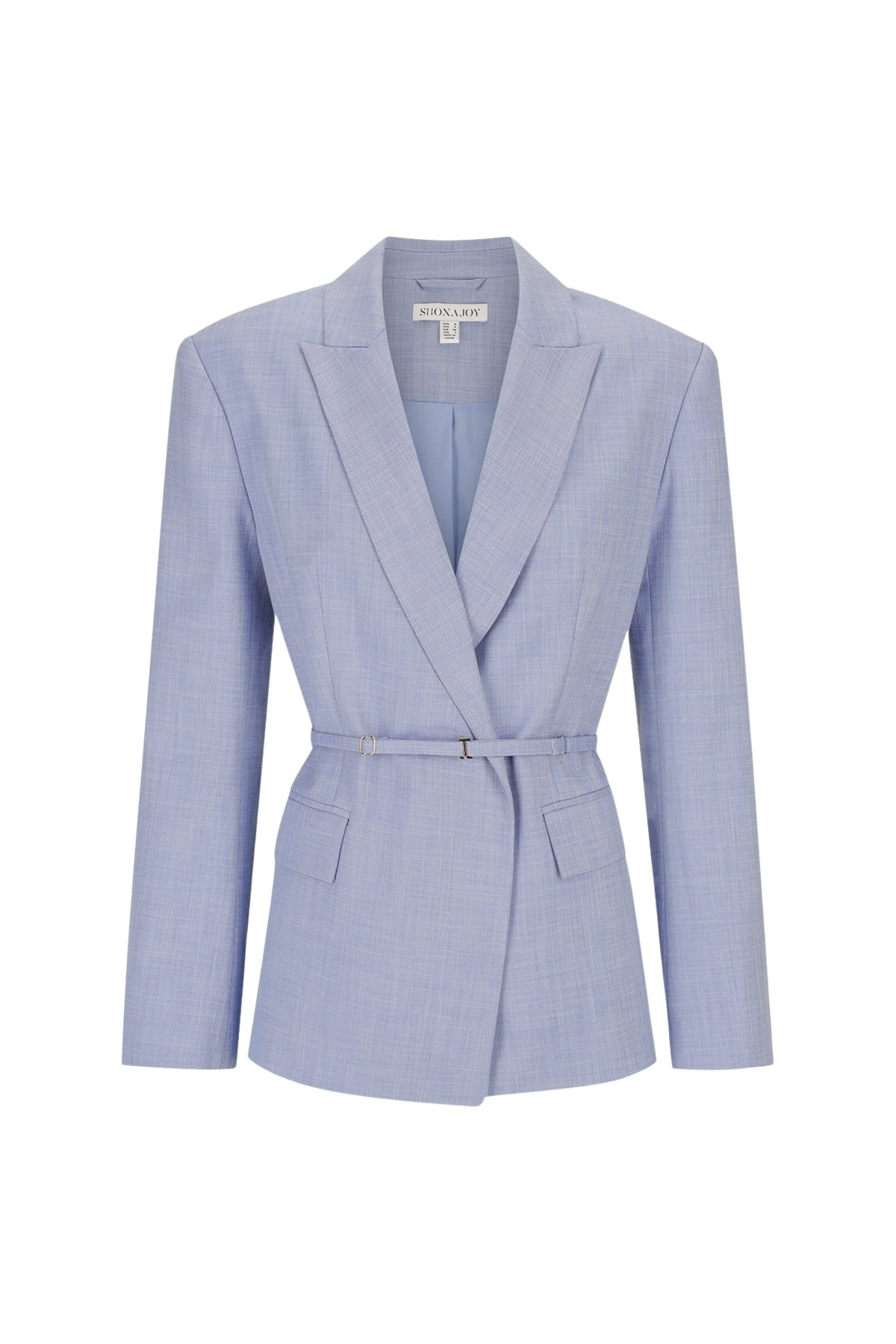 Shona-Joy-Asher-Belted-Blazer-Chambray-Blue49916_nobg Shona Joy Blue Jacket luxury Clothing from Luxury Handbags Marketplace