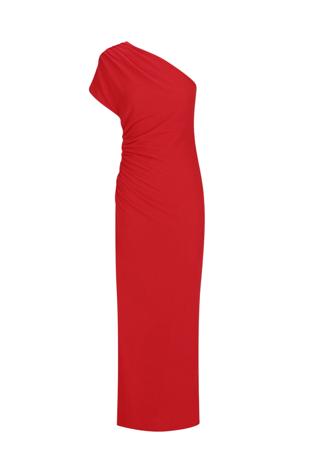 Shona Joy Beau Asymmetrical Midi Dress – Chilli