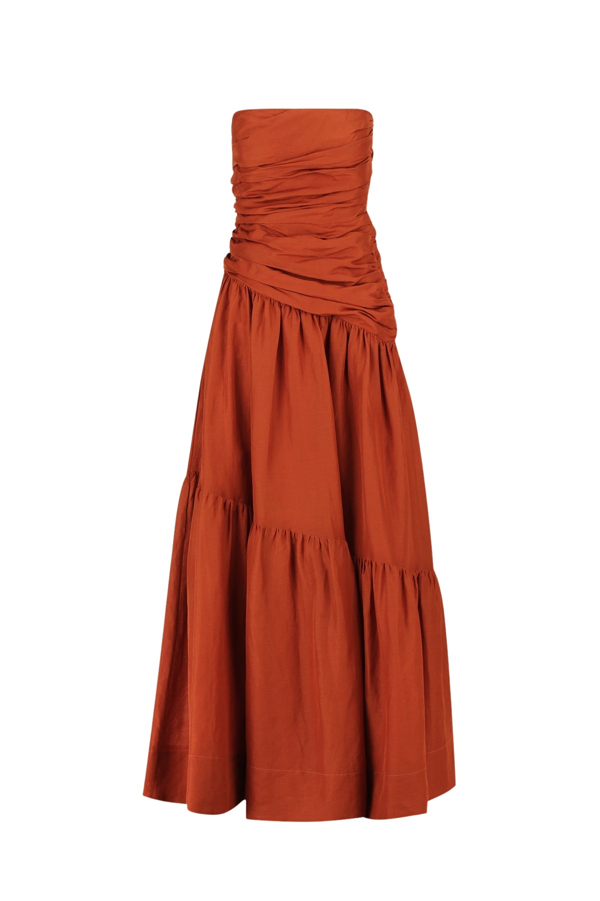 Shona Joy Celeste Strapless Tiered Maxi Dress – Rust