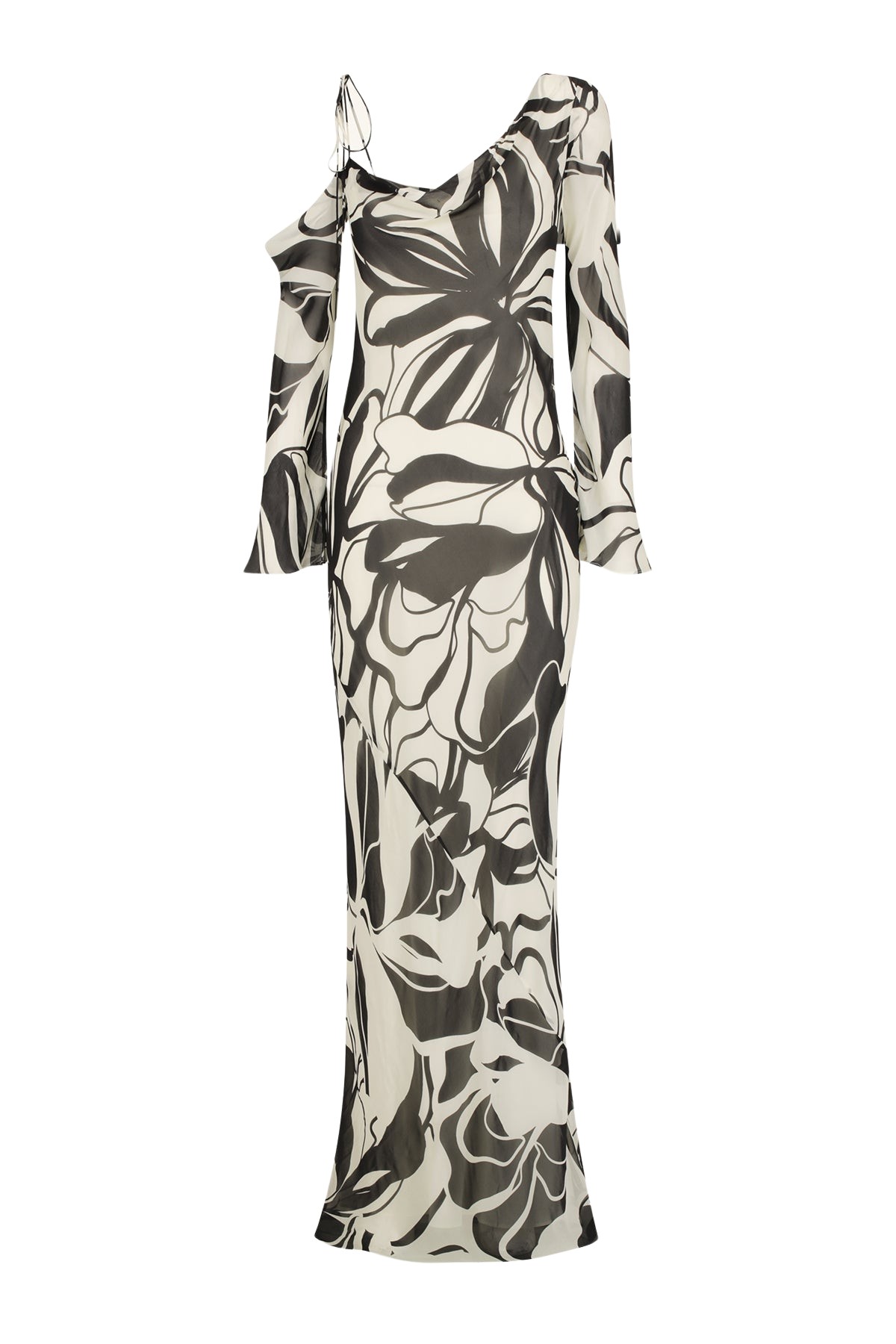 Shona Joy Imane Asymmetrical Long Sleeve Maxi Dress