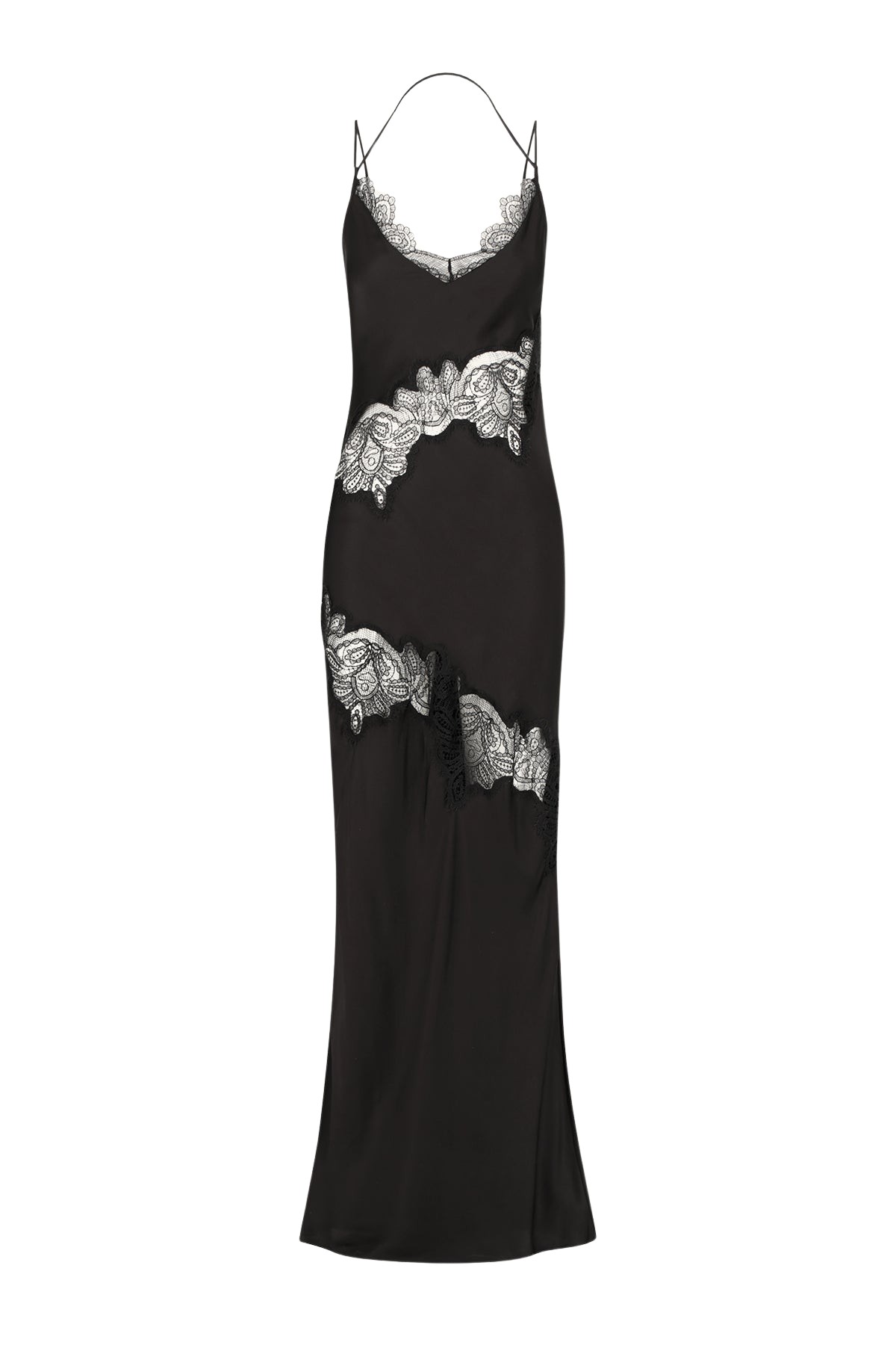 Shona Joy Jamila Lace Panelled Maxi Dress – Black