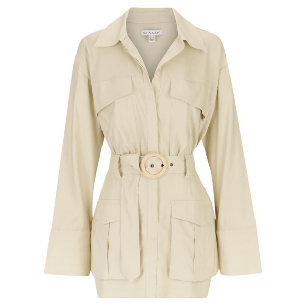 Shona Joy Kasbah Utility Mini Dress – Oyster