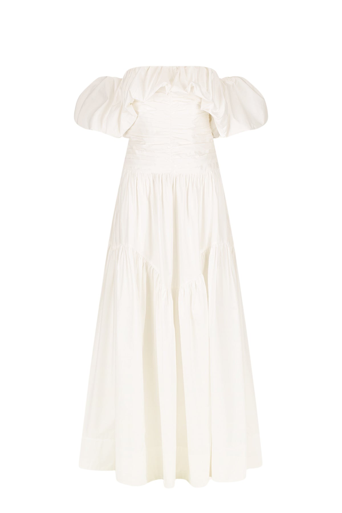 Shona Joy Maiori Off Shoulder Ruched Bodice Maxi Dress – Ivory
