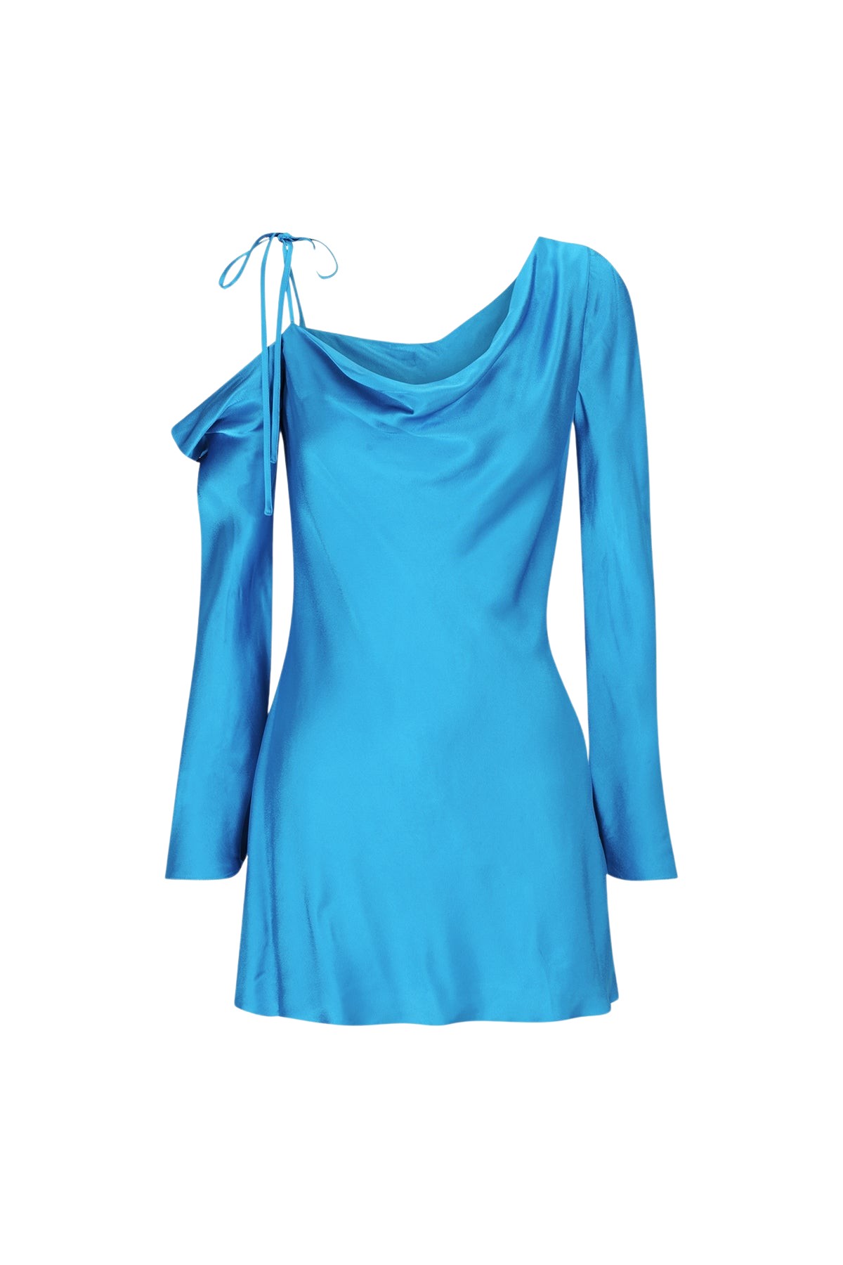 Shona Joy Nora Asymmetrical Long Sleeve Mini Dress – Aqua