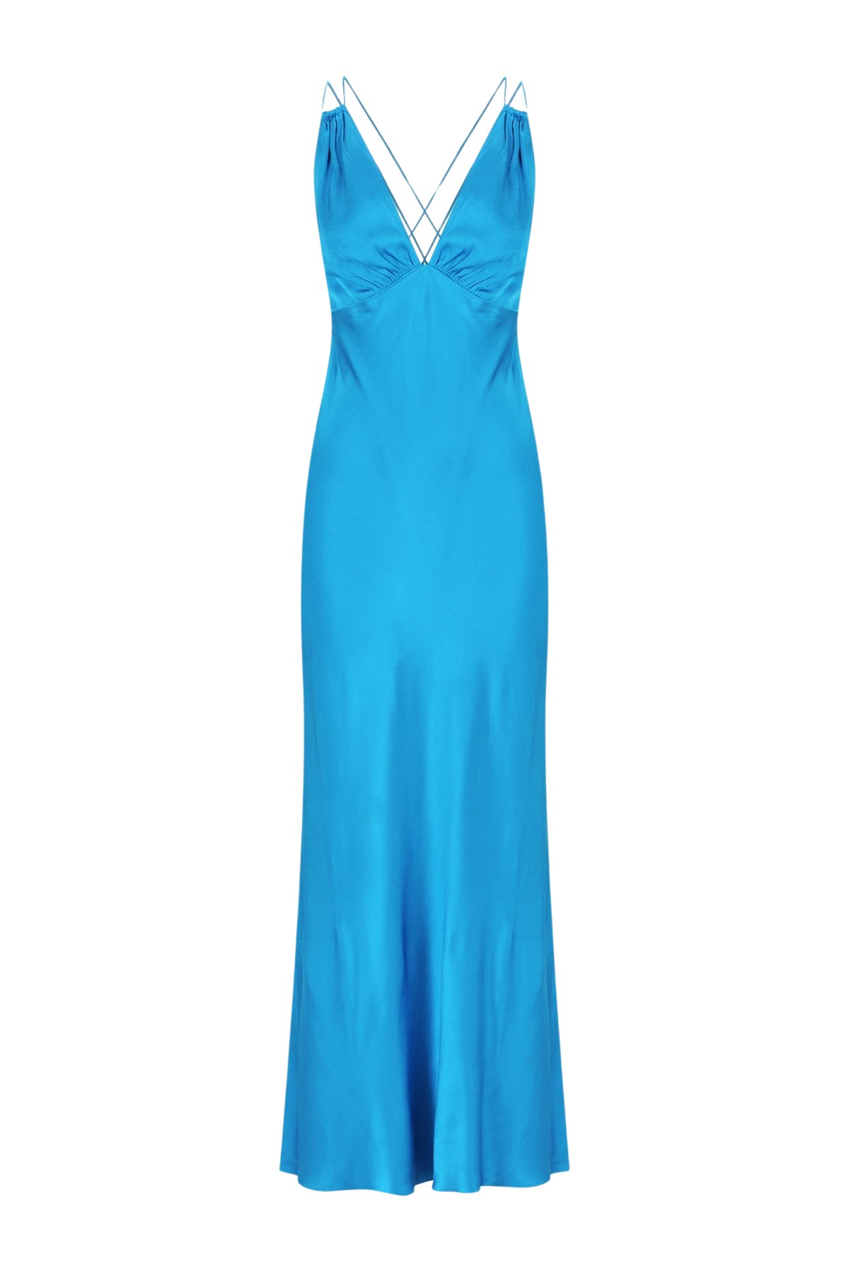 Shona Joy Nora Plunged Double Strap Maxi Dress – Aqua