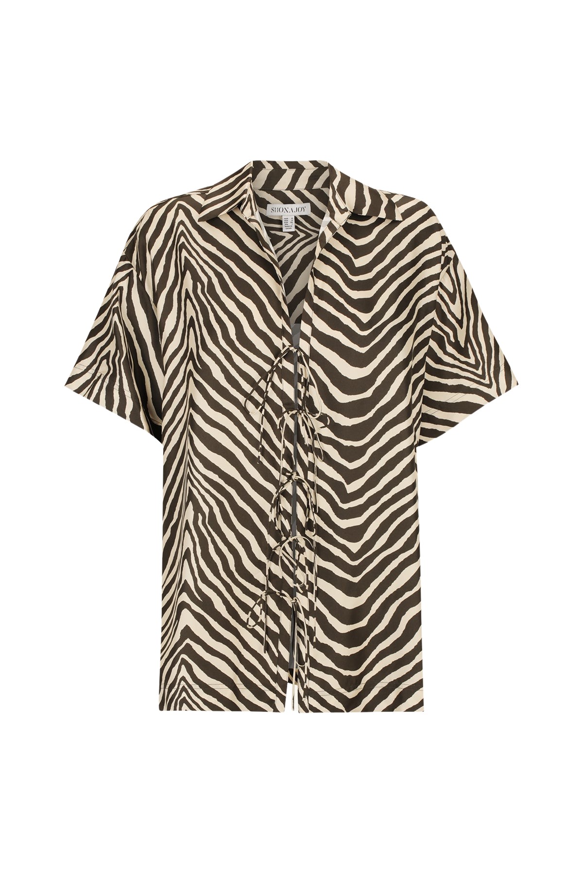 Shona Joy Sana Silk Short Sleeve Tie Shirt