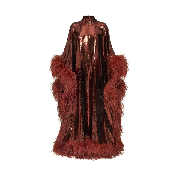 Brown Feather Dress luxury Clothing from  Luxury Handbags Marketplace