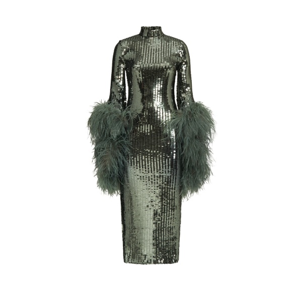 Metallic Feather Dress luxury Clothing from  Luxury Handbags Marketplace