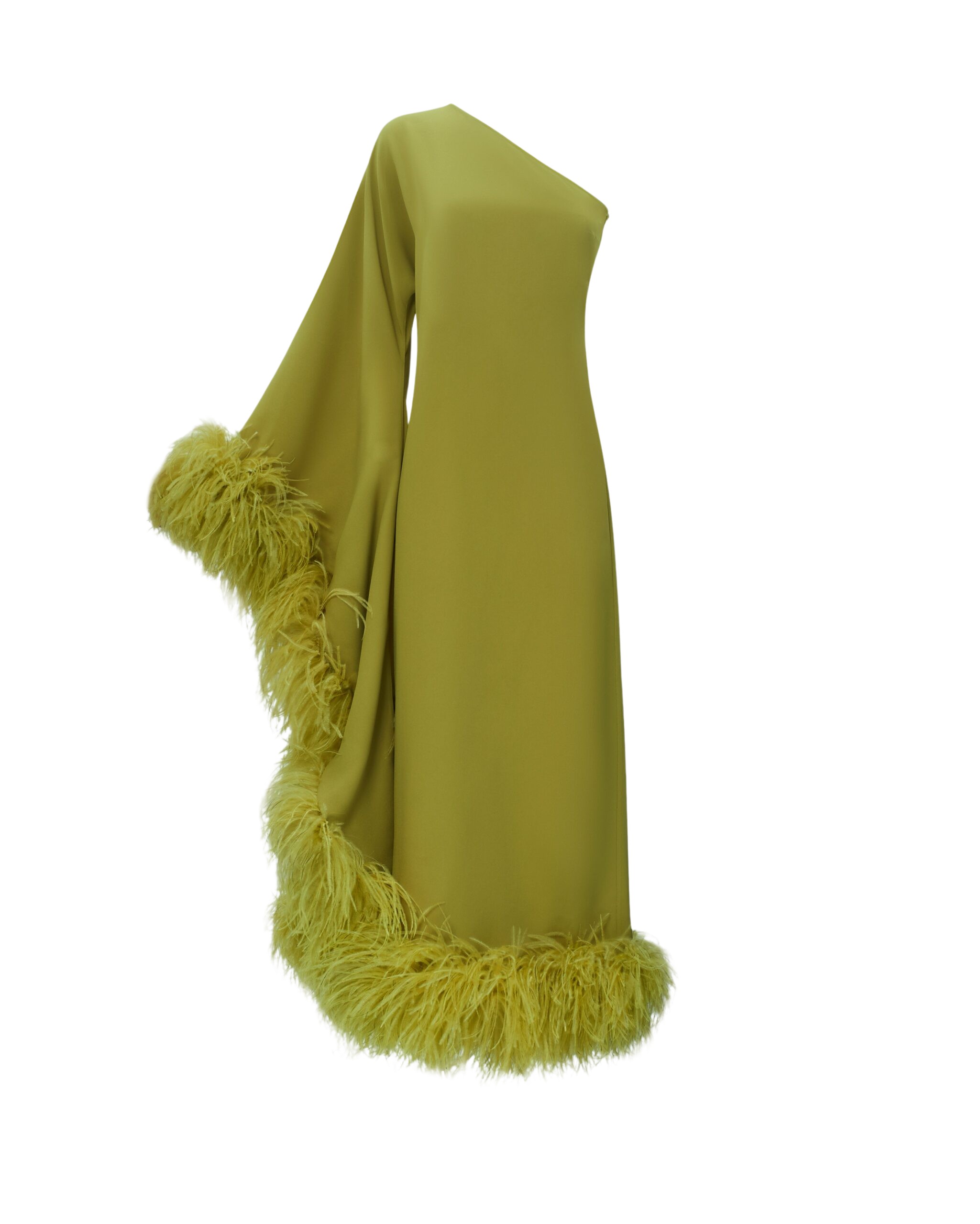 Taller Marmo Feathered Balear Dress In Citron