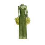 Orange Feather Dress luxury Clothing from  Luxury Handbags Marketplace