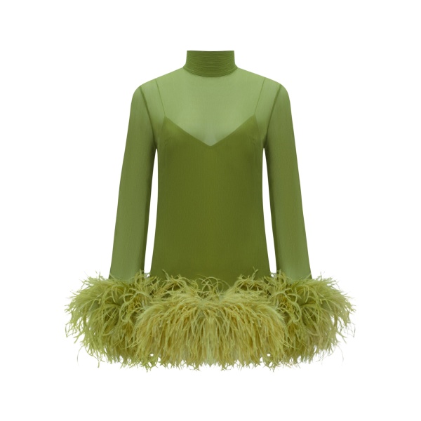 Green Feather Dress luxury Clothing from  Luxury Handbags Marketplace