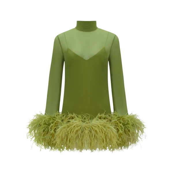 Green Feather Dress luxury Clothing from  Luxury Handbags Marketplace
