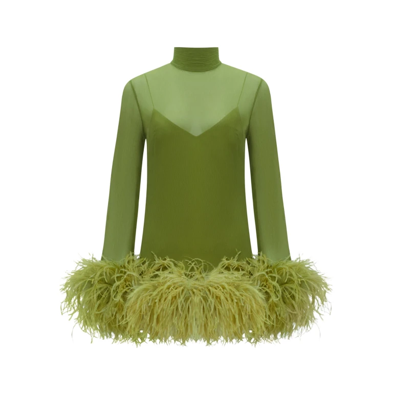 Green Feather Dress luxury Clothing from  Luxury Handbags Marketplace