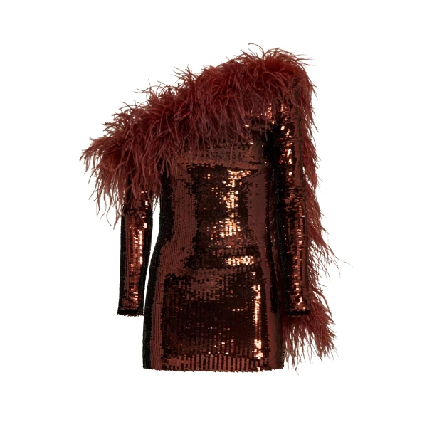 Brown Feather Dress luxury Clothing from  Luxury Handbags Marketplace