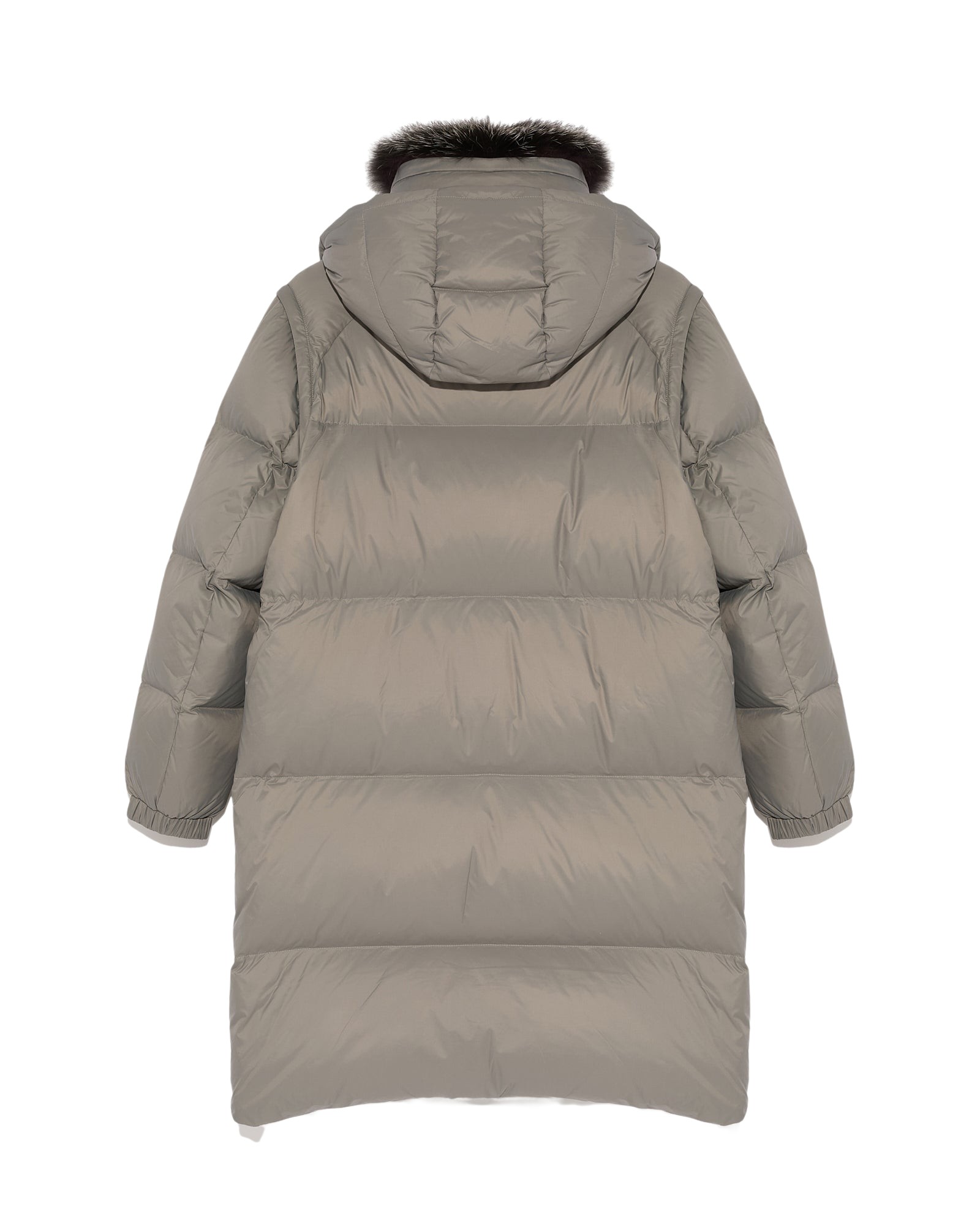 Yves Salomon 7/8 Length Down Jacket With Fox Fur Collar