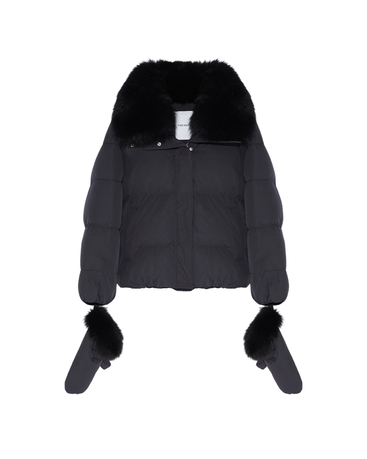 Yves Salomon Boxy Down Jacket In Waterproof Technical Fabric With Fox Fur Collar