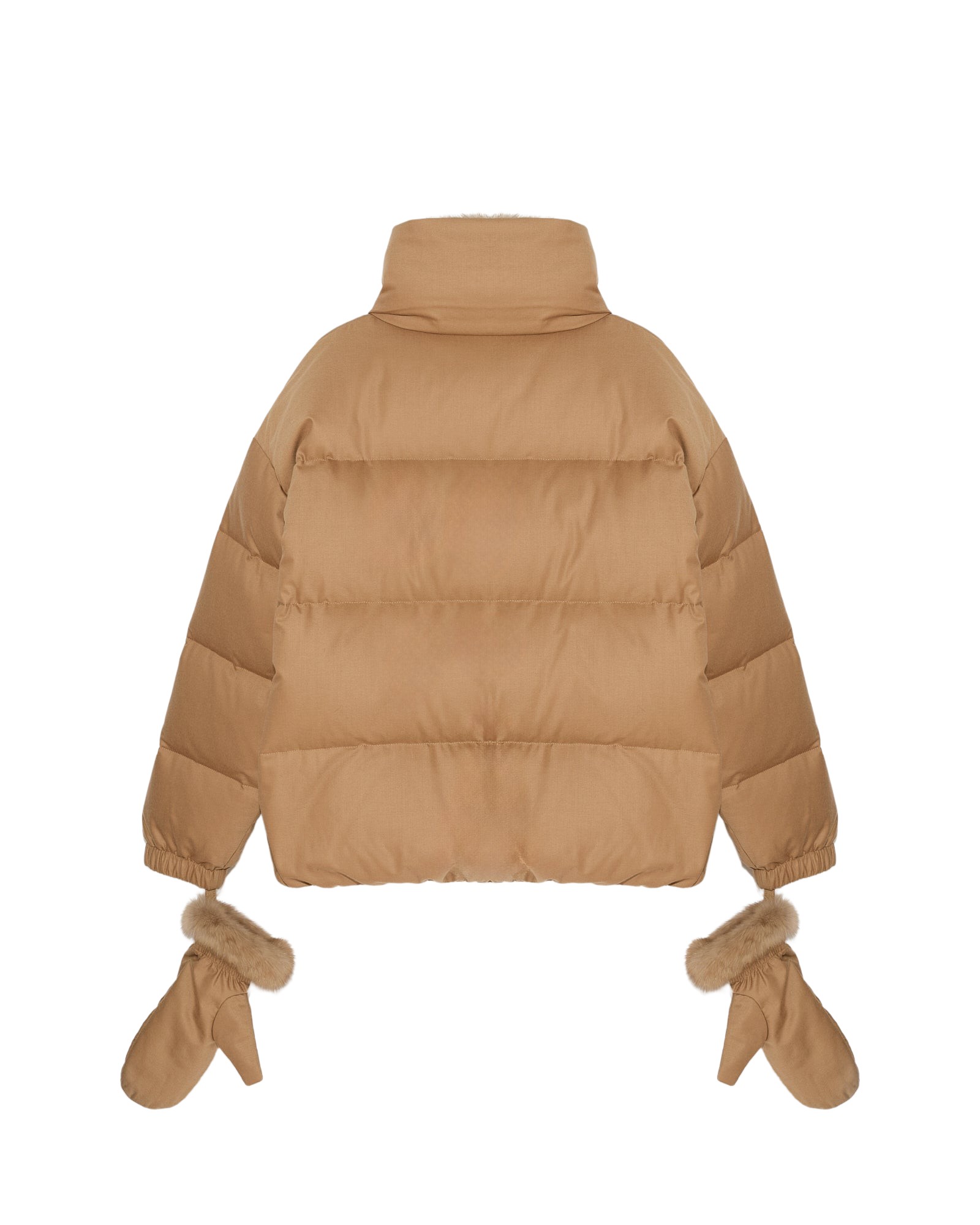 Yves Salomon Short Down Jacket In Loro Piana Flannel Fabric With Detachable Sable Collar