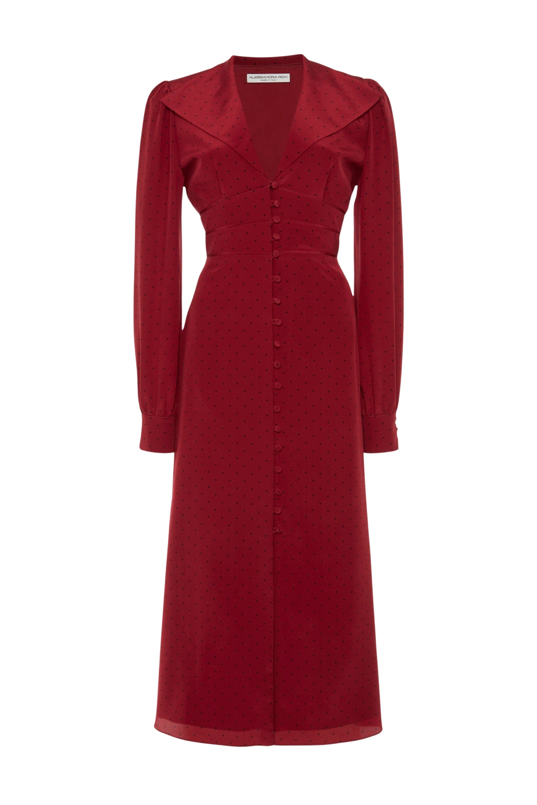 Alessandra Rich Polka Dot Dress With Collar