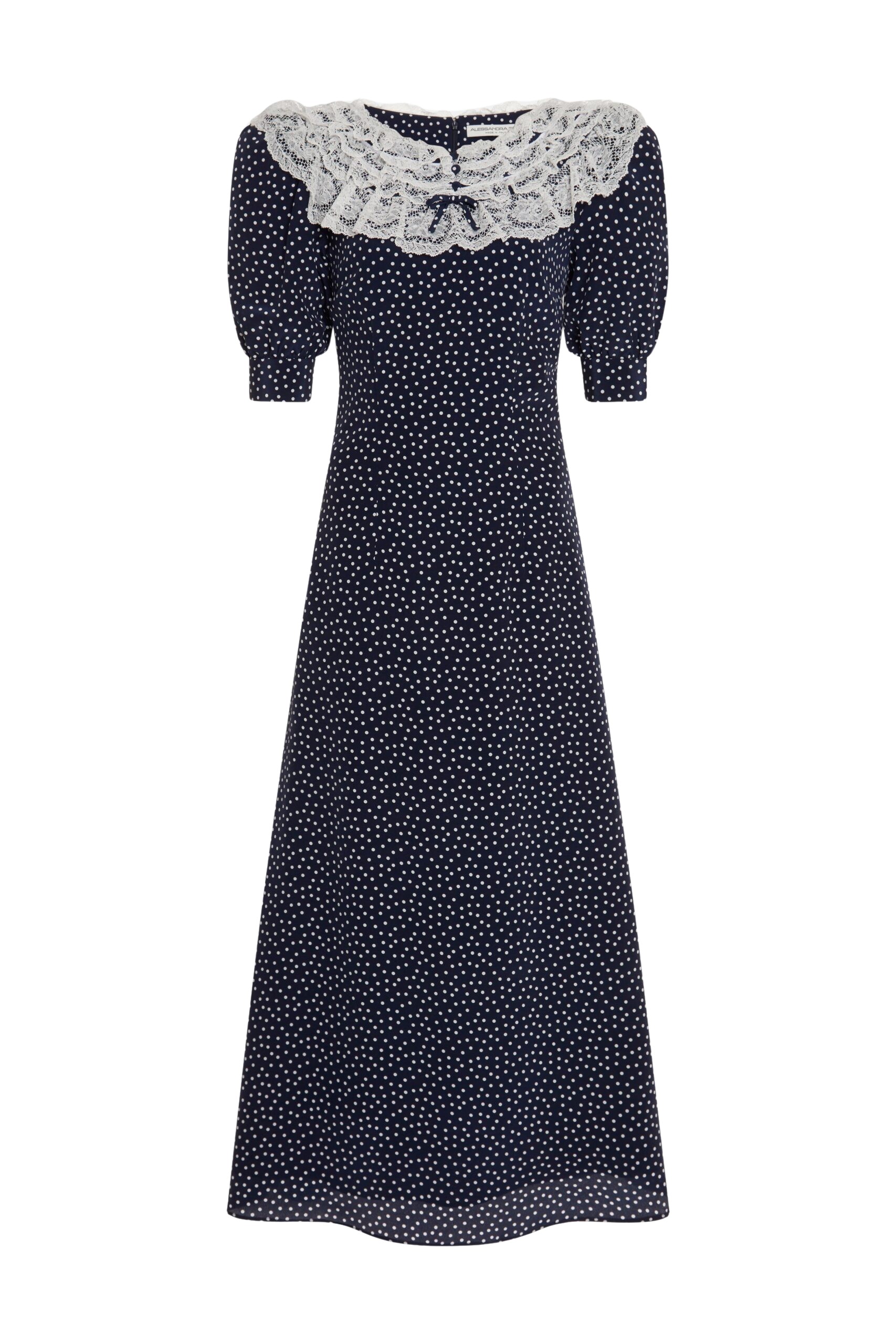 Alessandra Rich Polka Dot Dress With Lace