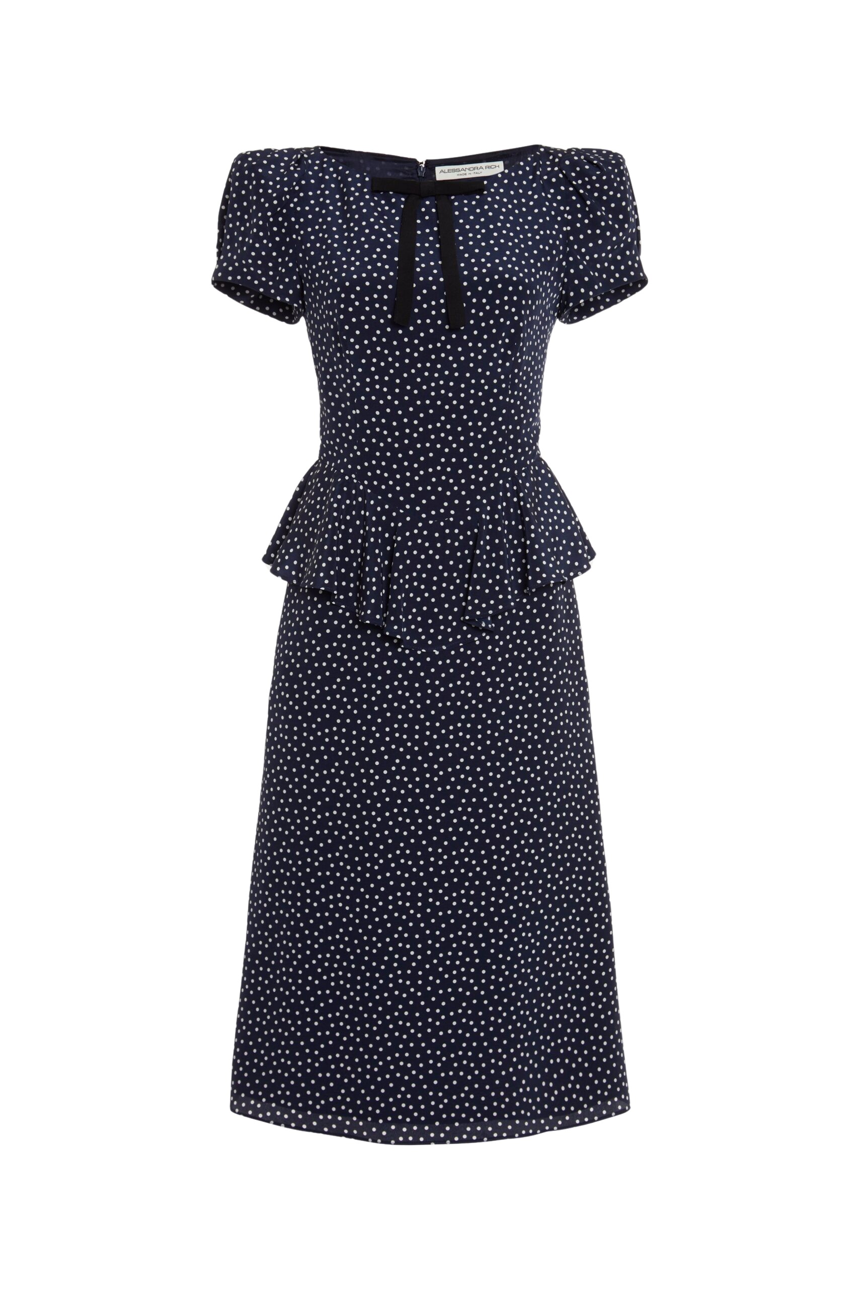 Alessandra Rich Polka Dot Dress With Peplum