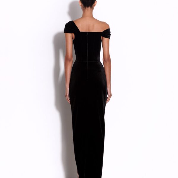 Alex Perry Longline Corset Drape Gown in Velvet, view 3