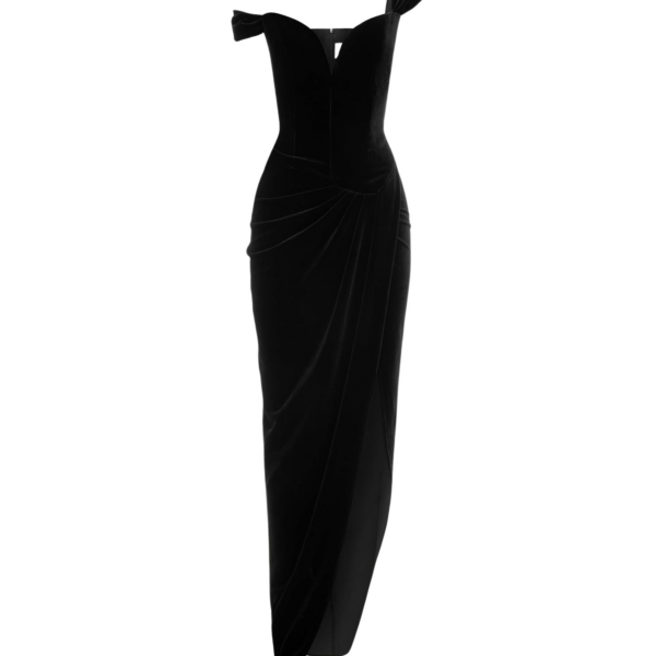 Alex Perry Longline Corset Drape Gown in Velvet
