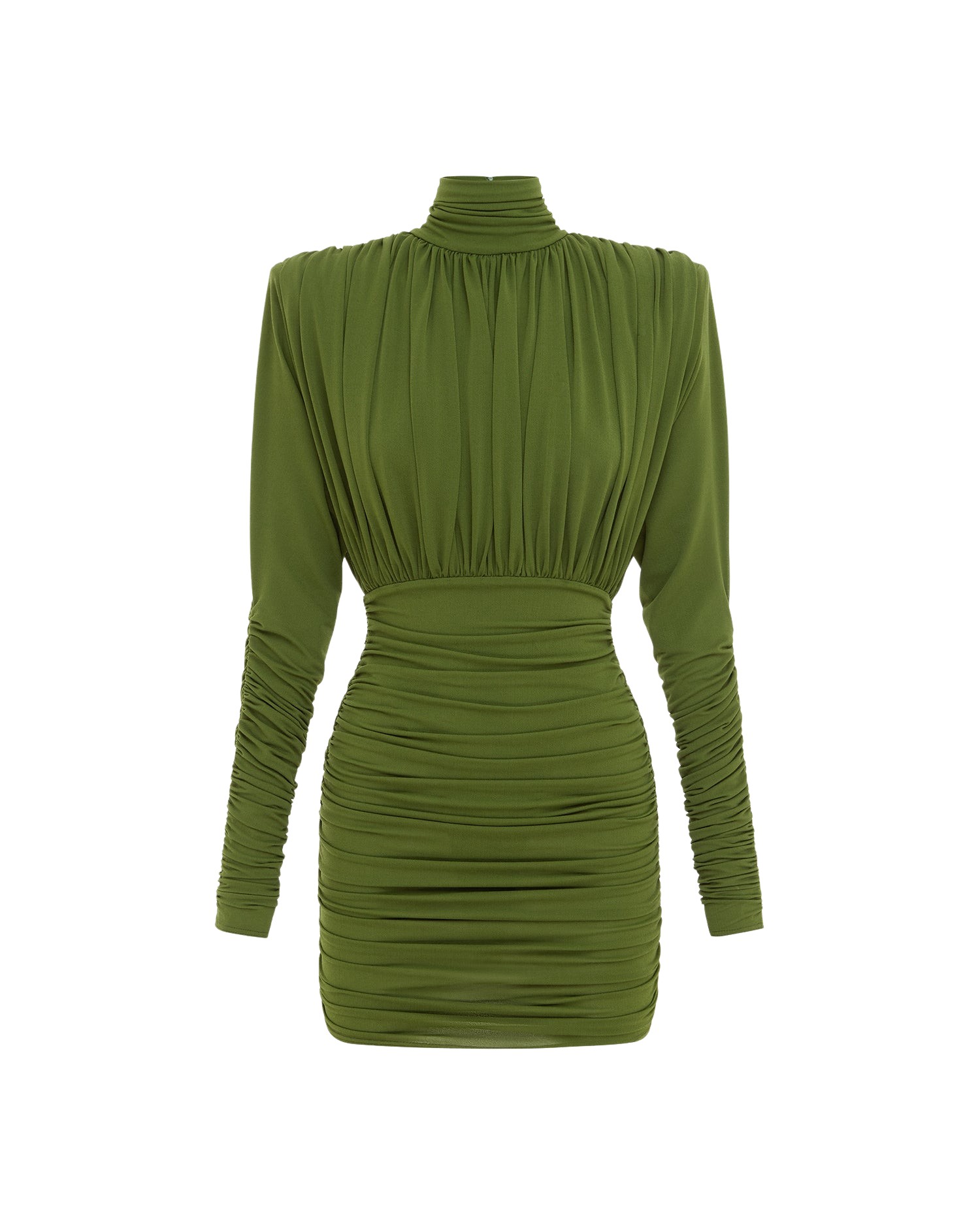 Alex Perry Ruched Turtleneck Mini Dress in Crepe Jersey